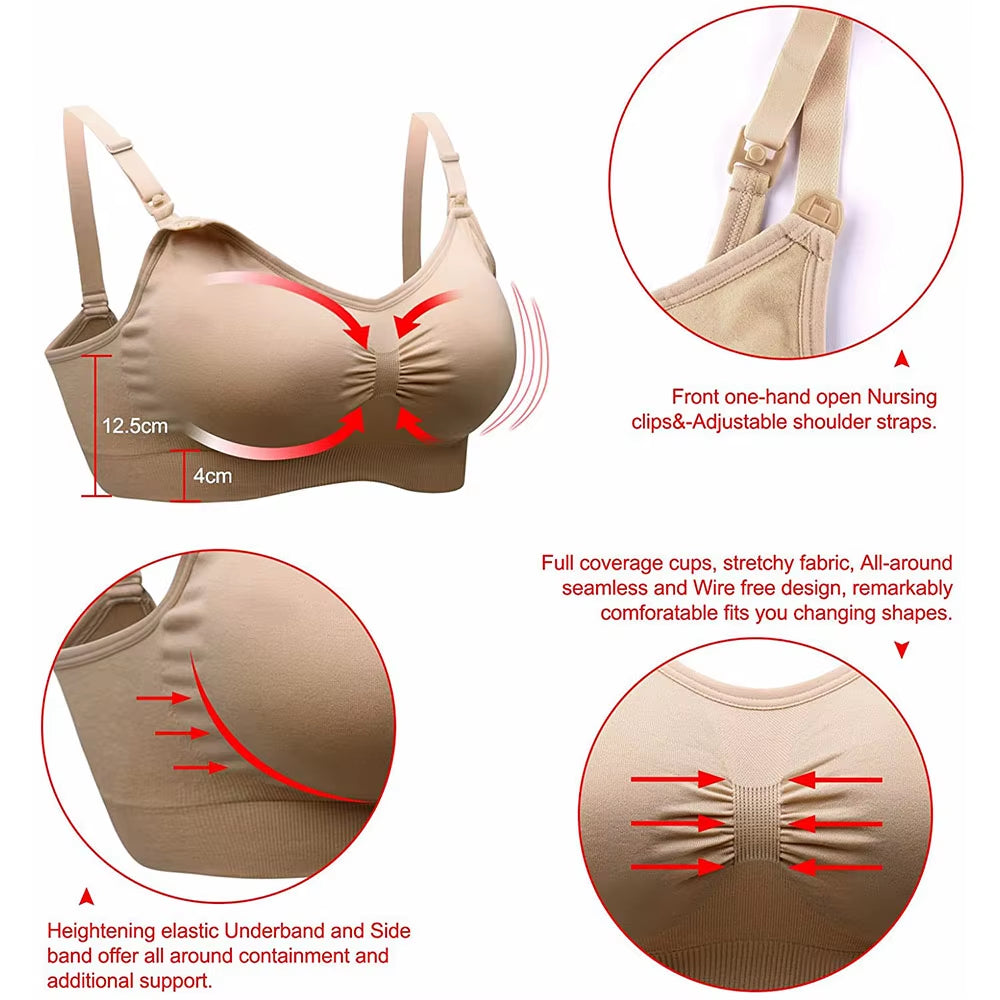 1/3Pcs Breastfeeding Bras Maternity Nursing Bra for Feeding Nursing Underwear Clothes for Pregnant Women Wirefree Breathable Bra