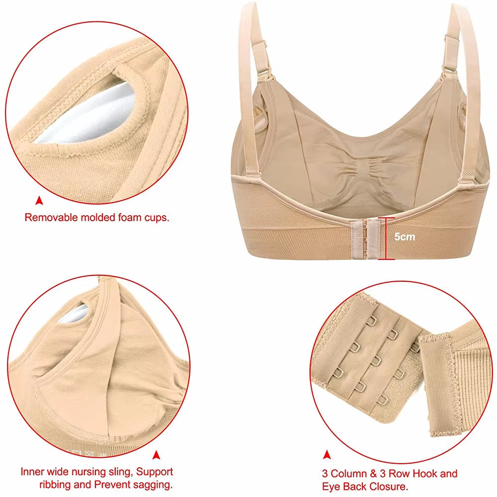 1/3Pcs Breastfeeding Bras Maternity Nursing Bra for Feeding Nursing Underwear Clothes for Pregnant Women Wirefree Breathable Bra